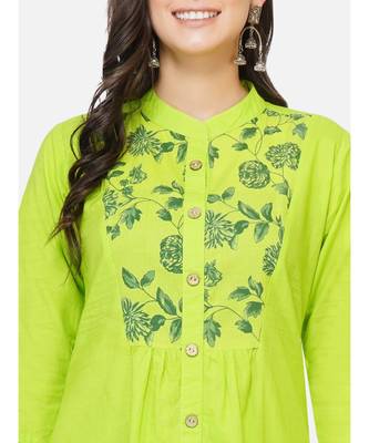 Green cotton printed stitched   KURTA 2