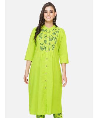 Green cotton printed stitched   KURTA 3