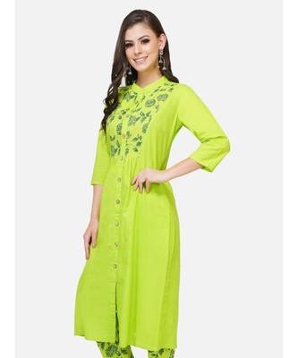 Green cotton printed stitched   KURTA 4