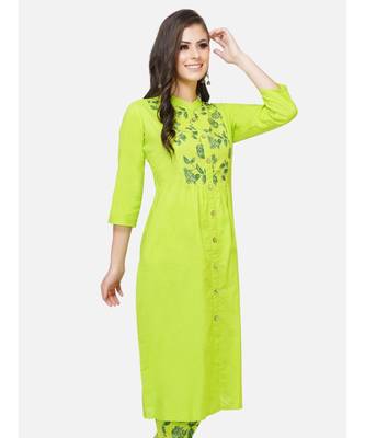 Green cotton printed stitched   KURTA 5