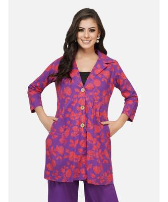 Purple cotton printed stitched   TUNIC     JACKET 1