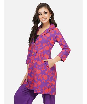Purple cotton printed stitched   TUNIC     JACKET 2
