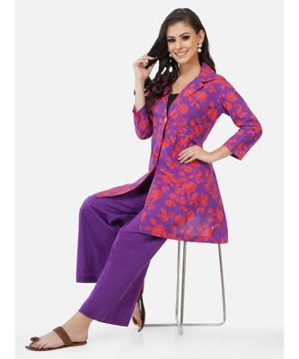 Purple cotton printed stitched   TUNIC     JACKET 5