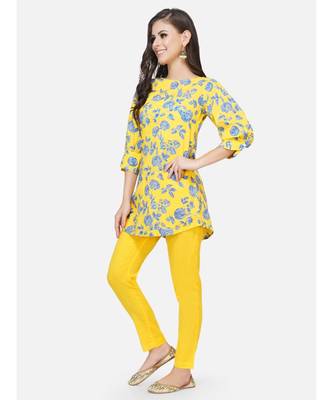 Yellow cotton printed stitched   TUNIC 2