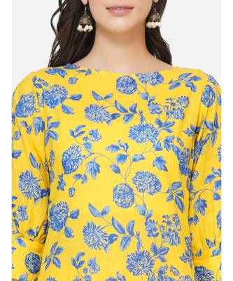 Yellow cotton printed stitched   TUNIC 5