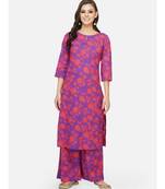 Purple cotton printed stitched   KURTA wth PANT