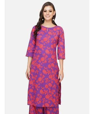 Purple cotton printed stitched   KURTA 1
