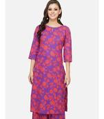 Purple cotton printed stitched   KURTA