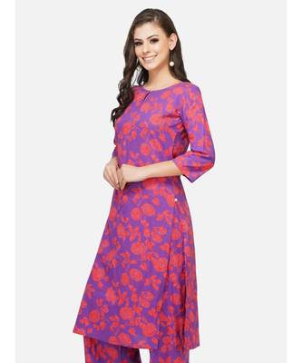 Purple cotton printed stitched   KURTA 2