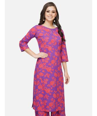 Purple cotton printed stitched   KURTA 3