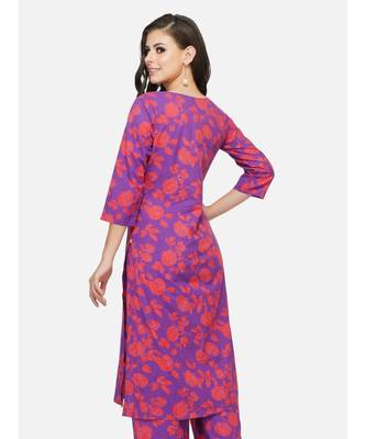 Purple cotton printed stitched   KURTA 4