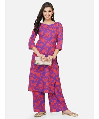 Purple cotton printed stitched   KURTA 5