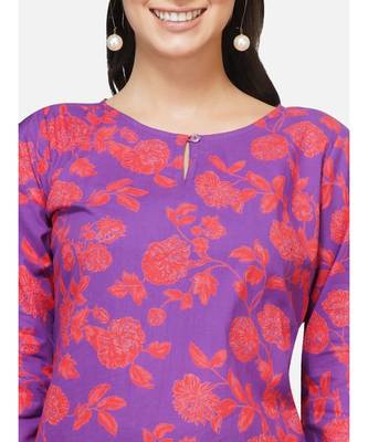Purple cotton printed stitched   KURTA 6