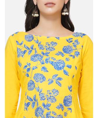 Yellow cotton printed stitched   KURTA 4