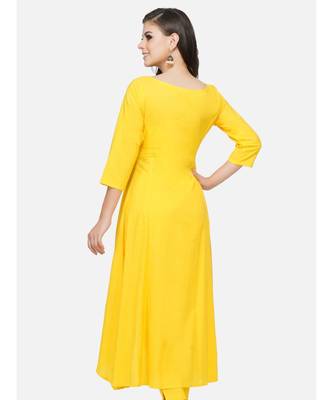 Yellow cotton printed stitched   KURTA 5