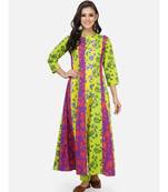 Yellow cotton printed stitched   KURTA