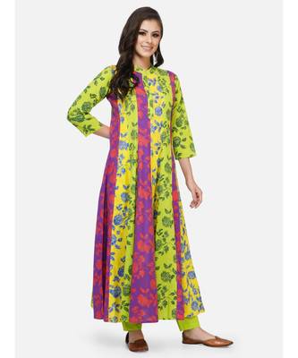 Yellow cotton printed stitched   KURTA 3