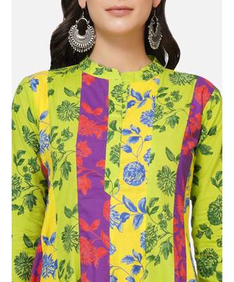 Yellow cotton printed stitched   KURTA 4