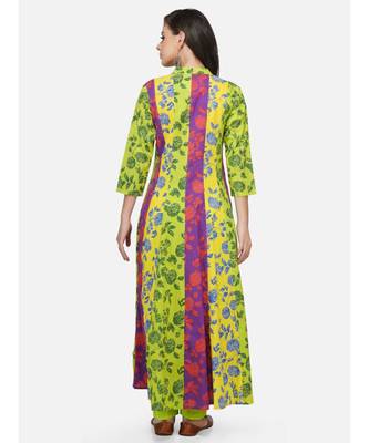 Yellow cotton printed stitched   KURTA 5