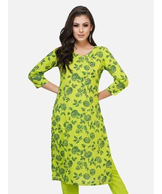 green cotton printed stitched   KURTA 1