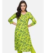 green cotton printed stitched   KURTA