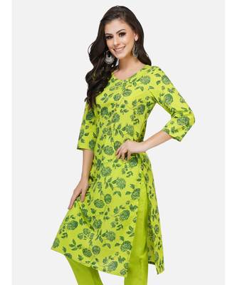 green cotton printed stitched   KURTA 2