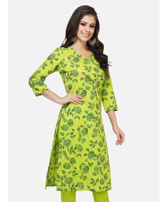 green cotton printed stitched   KURTA 3
