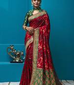 Red Woven Art Silk Saree With Blouse