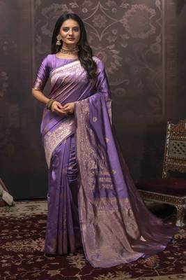Lavender woven art silk saree with blouse 1