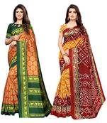 multicolor art_silk printed combo  saree with combo blouse