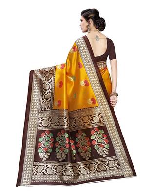 multicolor art_silk printed combo  saree with combo blouse 3