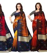 multicolor art_silk printed combo  saree with combo blouse