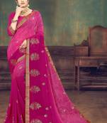Pink Georgette Half Half printed Designer Saree