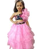 Anitabalia_label BABY GIRL'Organza  Blouse, with beautiful Rose Flower, LEHENGA CHOLI FULLY STITCHED. PINK