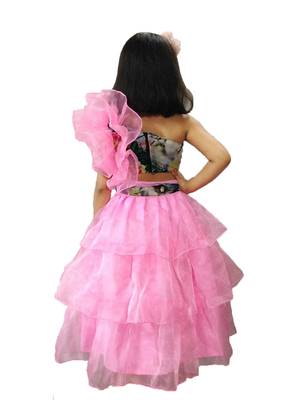 Anitabalia_label BABY GIRL'Organza  Blouse, with beautiful Rose Flower, LEHENGA CHOLI FULLY STITCHED. PINK 2