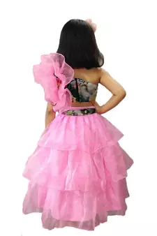 Anitabalia_label BABY GIRL'Organza  Blouse, with beautiful Rose Flower, LEHENGA CHOLI FULLY STITCHED. PINK