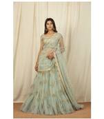 Olive Green Embrodary Work  Net with Raw Silk  Cancan Lehenga Choli