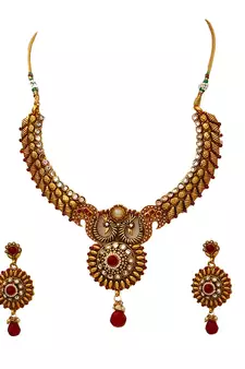 Gold gold plated antique gold Copper   Necklace  Pair of Earring