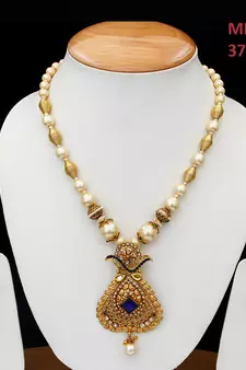 Blue gold plated antique gold Copper   Necklace  Pair of Earring