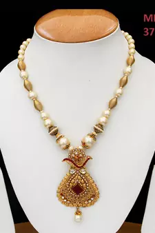 Red gold plated antique gold Copper   Necklace  Pair of Earring