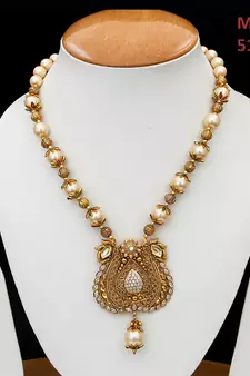 White gold plated antique gold Copper   Necklace  Pair of Earring