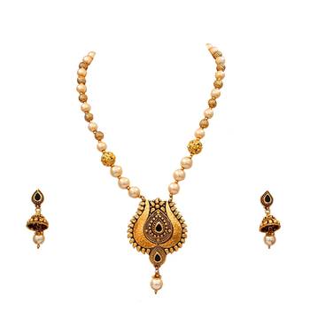 Black gold plated antique gold Copper   Necklace  Pair of Earring 1
