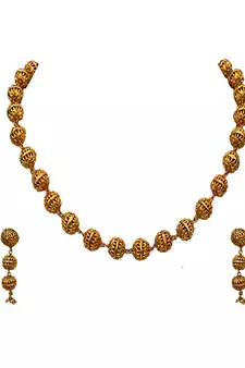 Gold gold plated antique gold Copper   Necklace  Pair of Earring