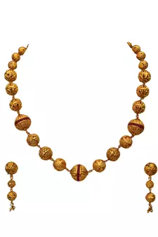 Gold gold plated antique gold Copper   Necklace  Pair of Earring