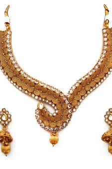 Gold gold plated antique gold Copper   Necklace  Pair of Earring
