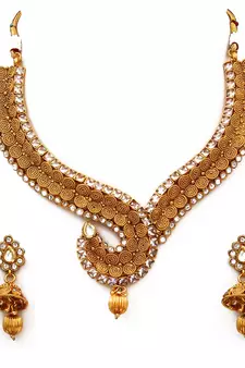 Gold gold plated antique gold Copper   Necklace  Pair of Earring