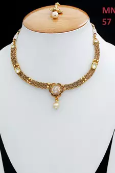Gold gold plated antique gold Copper   Necklace  Pair of Earring