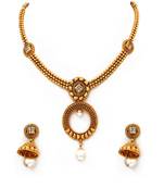 White gold plated antique gold Copper   Necklace  Pair of Earring