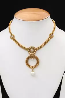 White gold plated antique gold Copper   Necklace  Pair of Earring