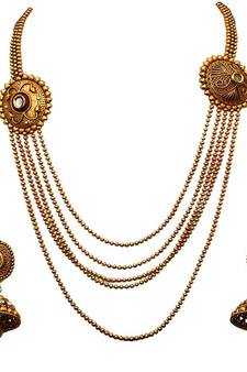 Red gold plated antique gold Copper   Necklace  Pair of Earring